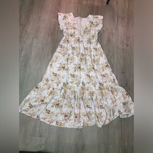 Abercrombie & Fitch Floral Ruffle Flutter Tiered MIDI Dress